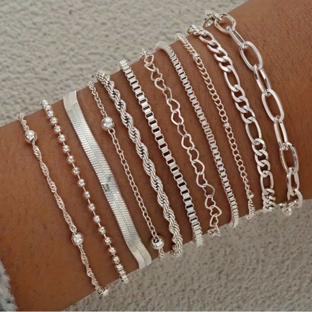 Set of 10 .925 Silver Bracelets